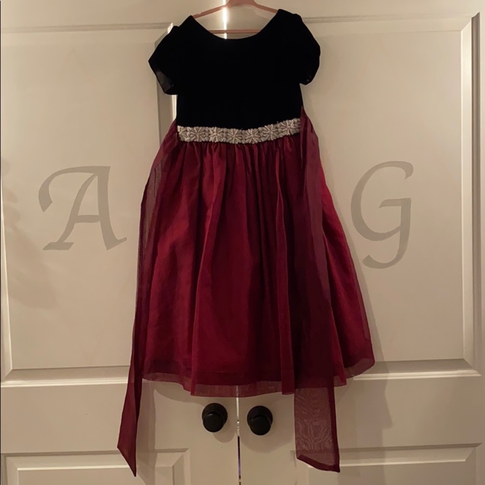 Girls velvet and chiffon holiday dress